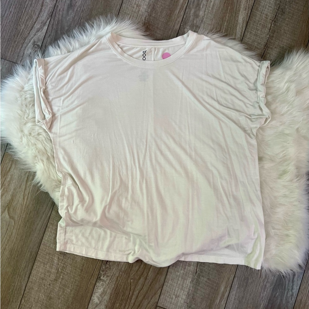 BOODY | Ultra Soft Cuff Sleeve White T-Shirt Top (XL)
